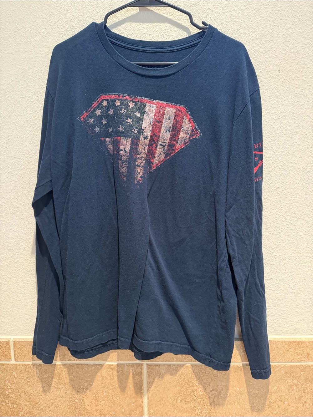 Grunt Style Navy Crewneck Tee with White Patriotic Print